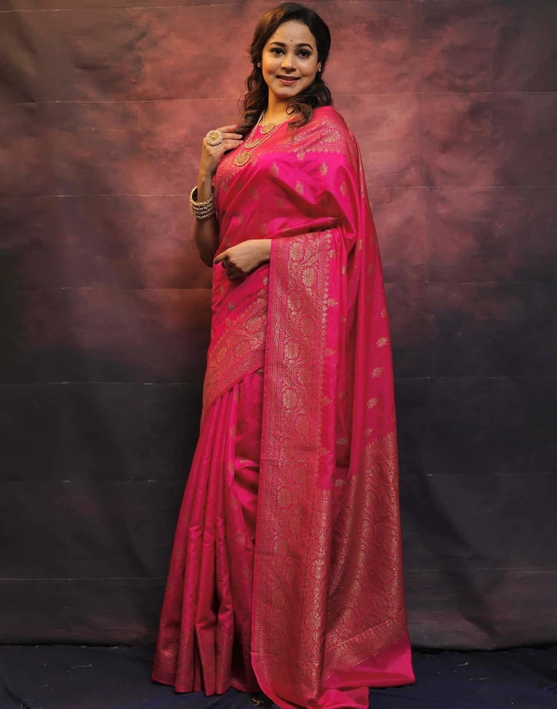 Shiv Textiles Women's Kanjivaram Art Silk Saree Soft Banarasi Style Sari With Blouse Piece For Wedding(S-101-RANI) - Image 3