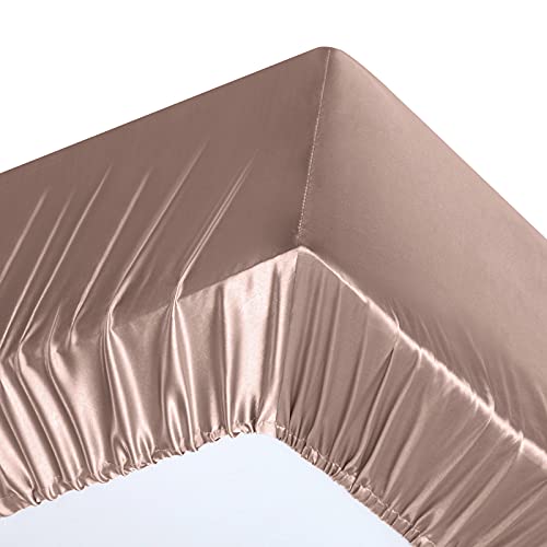 Ersmak 7 Pieces Satin Sheets Set Queen Size, Luxury Silky Champagne Satin Bed Sheets Set with 1 Deep Pocket Fitted Sheet, 1 Soft Flat Sheet, 4 Queen Pillowcases and 1 Body Pillowcase - Image 5