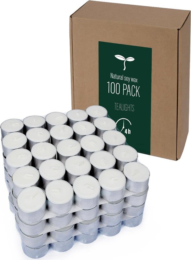 DEYBBY Natural Soy Wax Tealight Candles Bulk,100 Pack UnScented Tea Candle Set - 4 Hours Burning for Each - Image 1