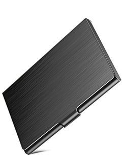 T NEWFUN Slim Business Card Case for Men & Women, Pocket Metal Case, Professional Stainless Steel Card Case for Business Cards, Slim Purse Name Card Holders  Buckle Style Shut, Black  - Image 1