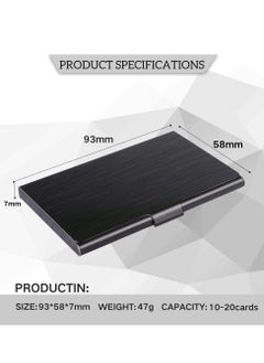 T NEWFUN Slim Business Card Case for Men & Women, Pocket Metal Case, Professional Stainless Steel Card Case for Business Cards, Slim Purse Name Card Holders  Buckle Style Shut, Black  - Image 2