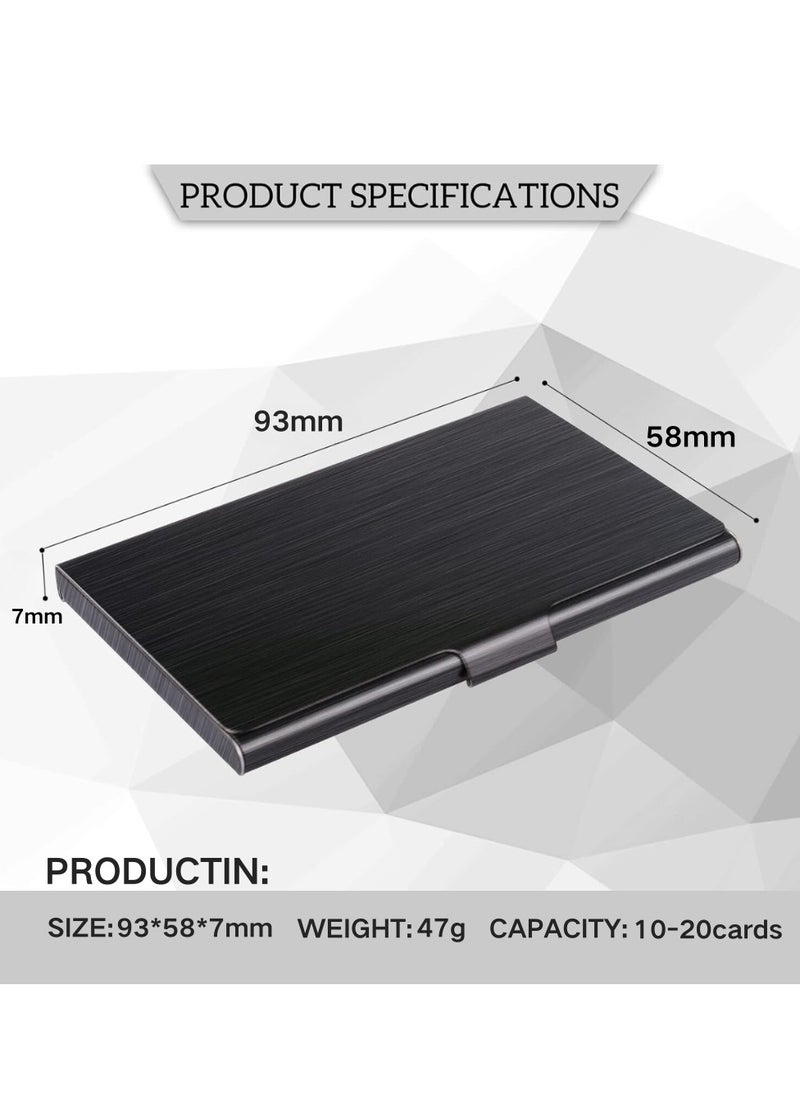 T NEWFUN Slim Business Card Case for Men & Women, Pocket Metal Case, Professional Stainless Steel Card Case for Business Cards, Slim Purse Name Card Holders  Buckle Style Shut, Black  - Image 2