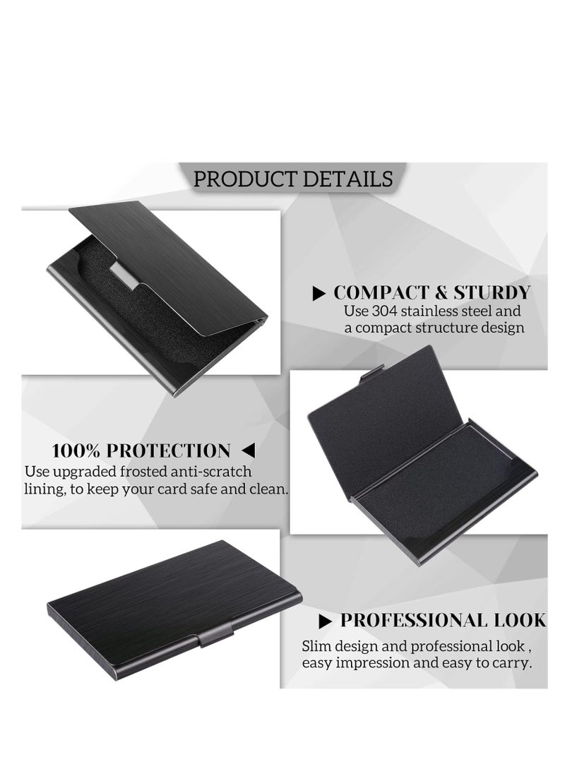 T NEWFUN Slim Business Card Case for Men & Women, Pocket Metal Case, Professional Stainless Steel Card Case for Business Cards, Slim Purse Name Card Holders  Buckle Style Shut, Black  - Image 4