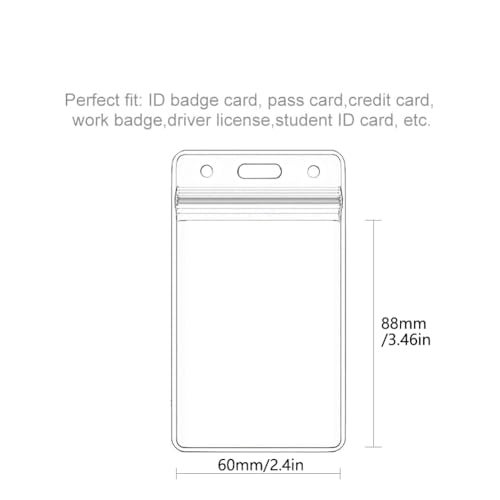 KENDANY 6 Pack Extra Thick ID Card Name Badge Holder Heavy Duty Waterproof Clear Plastic PVC Vertical Sleeve Pocket Resealable(Clear,)- - Image 2