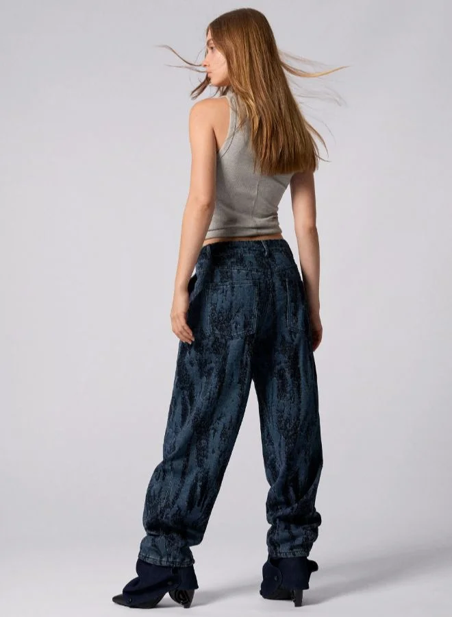DESIGUAL Blue Jacquard Gradient Denim Trousers for Women | Best Price UAE