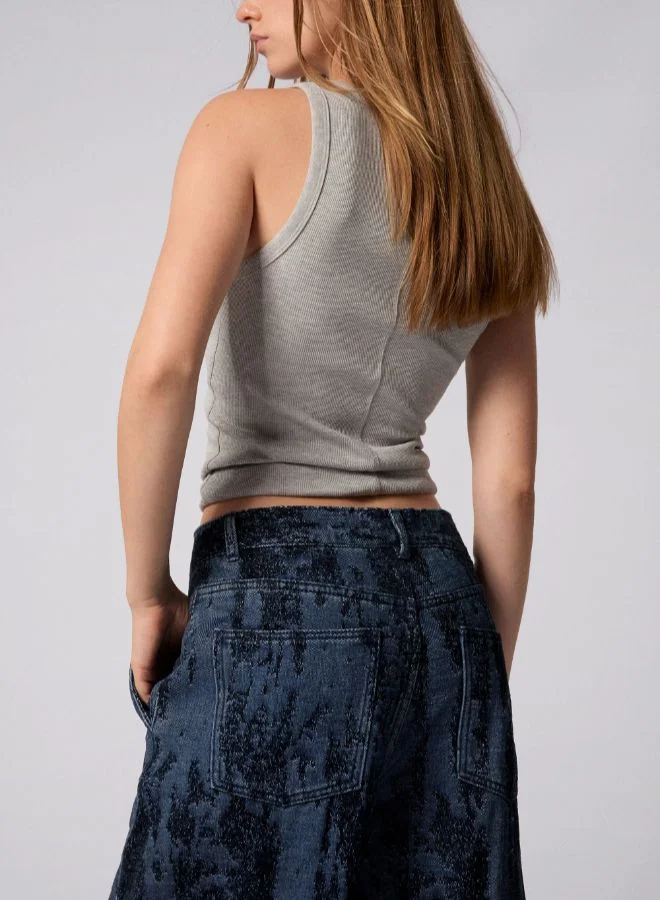 DESIGUAL Blue Jacquard Gradient Denim Trousers for Women | Best Price UAE