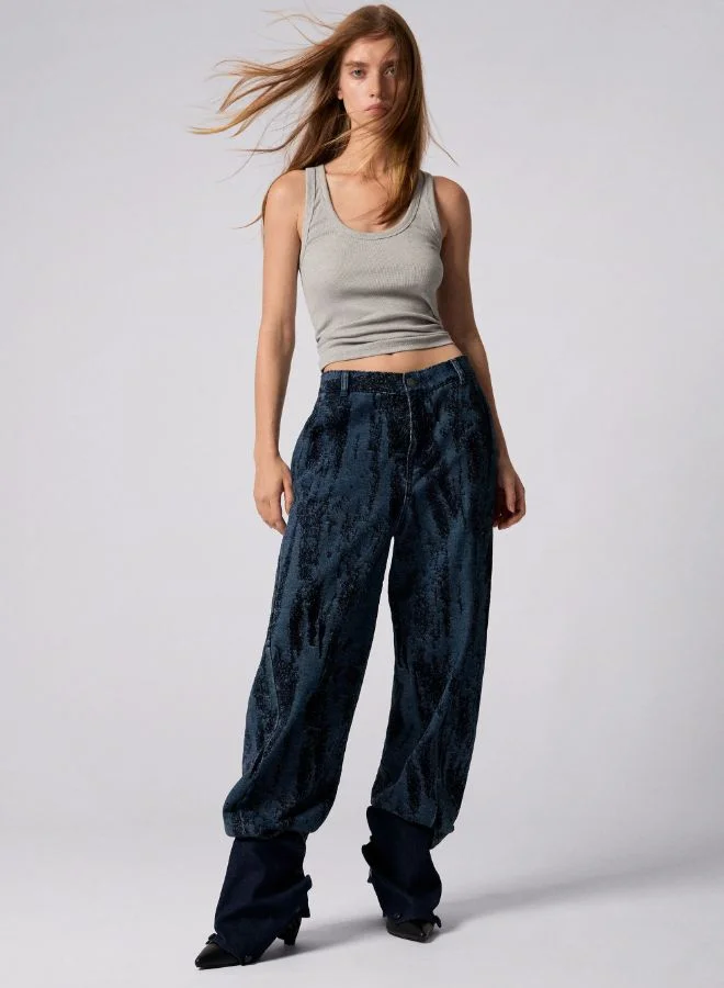 DESIGUAL Blue Jacquard Gradient Denim Trousers for Women | Best Price UAE