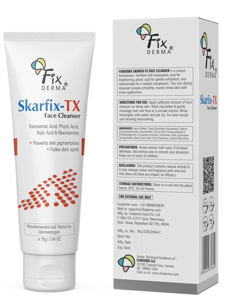 FIXDERMA Skarfix -TX Face Cleanser with Tranexamic Acid, Kojic Acid & Niacinamide | Kojic Acid Face Wash | Pigmentation Face Wash for All Skin Types | Face Wash for Women | Face Wash Men - 75gm - Image 5