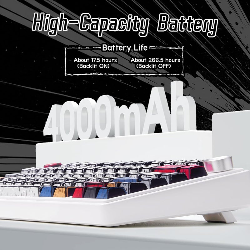 Leobog x Aula F75 Mechanical Keyboard,75% Wireless Gaming Creamy Keyboad,Hot Swappable Custom Bluetooth Keyboard with Knob,Tri-mode BT5.0/2.4GHz/USB-C,RGB Backlit,Sounding-Switches PBT Keycaps (Manga Style) - Image 5