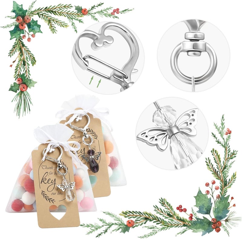 GWHOLE 20 Sets of Angel Keychain with Organza Gift Bags and Thank You Favor Tags Guest Return Gifts for Baby Shower, Birthday, Wedding Bridal Shower, Baptism Favors, Purple and White - Image 3