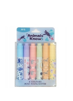 M&G M&G Chenguang Animals Know Mini neon highlighters 6 colors - No:AHM29671  - Image 1