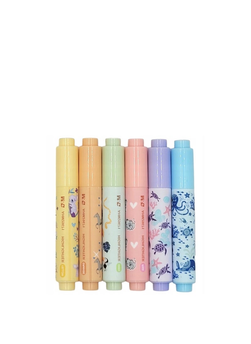 M&G M&G Chenguang Animals Know Mini neon highlighters 6 colors - No:AHM29671  - Image 2