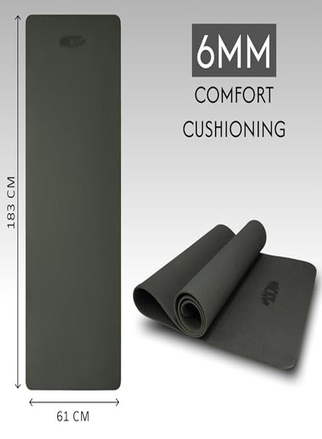 Whackk TPE 6mm Alignment Yoga Mat|Gray |TPE Non-Slip Yoga & Exercise Mat with Carry Strap|Lightweight, Eco-Friendly for Yoga & Pilates Non toxic - Image 4