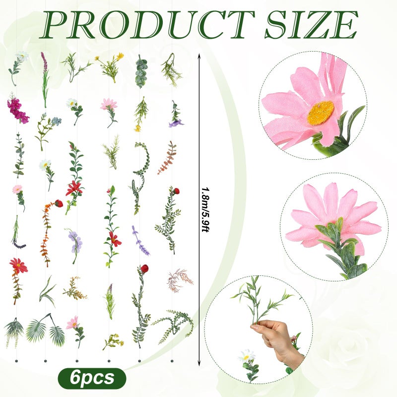XunYee 6 Pcs 35.4 ft Flower Garlands Artificial Wildflower Vines Floral Hanging Backdrop Fake Flower Garlands Faux Silk Wildflower Vine for Wedding Bridal Shower Home Garden Wall Arch Decor(Spring) - Image 4