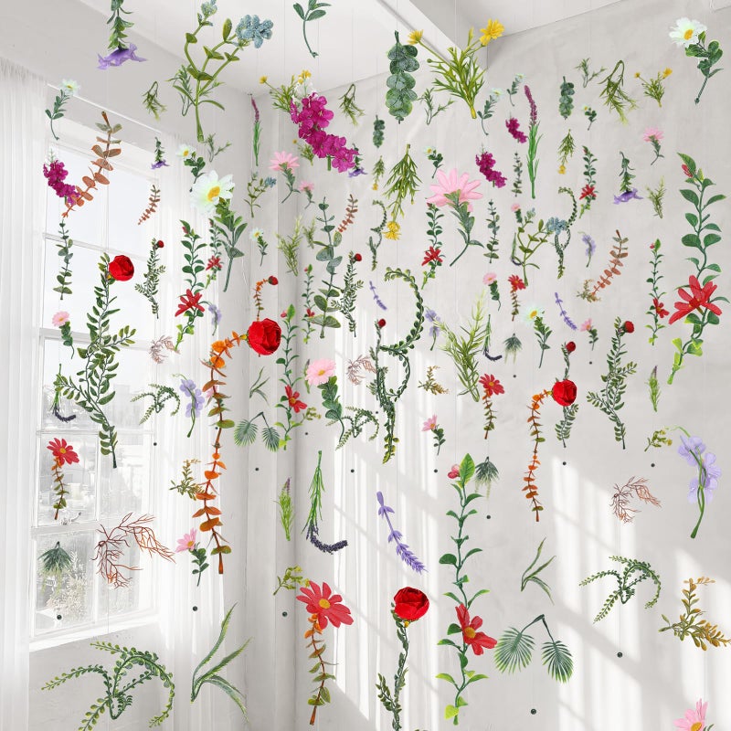 XunYee 6 Pcs 35.4 ft Flower Garlands Artificial Wildflower Vines Floral Hanging Backdrop Fake Flower Garlands Faux Silk Wildflower Vine for Wedding Bridal Shower Home Garden Wall Arch Decor(Spring) - Image 1