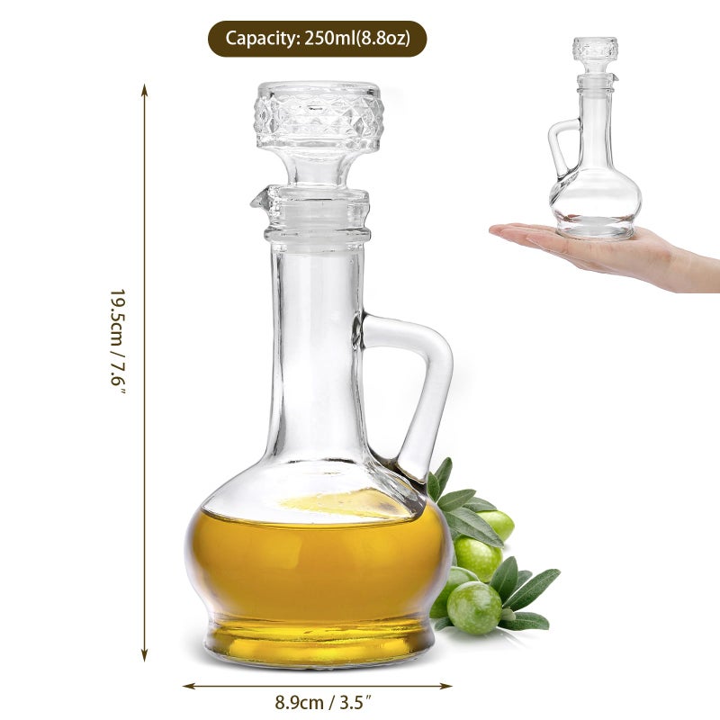 BSTKEY Set of 2 Olive Oil Dispenser Bottle with Stopper, Elegant Style Glass Cruet Bottles for Kitchen, 250ml Oil Dispenser Spout Container for Syrup Olive Vinegar - Image 2