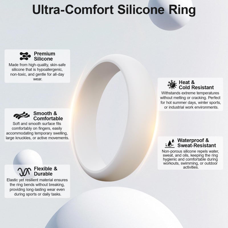 HOOPLE Womenâ€™s Silicone Band Rings, 2PCS, 5.5mm Wide 2.5mm Thick, Flexible Rubber Wedding Bands, Stackable Workout Rings for Active Lifestyle, Gym, Work & Daily Wear - Image 2