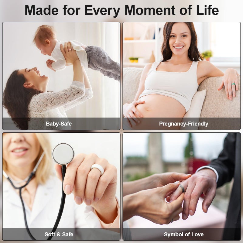 HOOPLE Womenâ€™s Silicone Band Rings, 2PCS, 5.5mm Wide 2.5mm Thick, Flexible Rubber Wedding Bands, Stackable Workout Rings for Active Lifestyle, Gym, Work & Daily Wear - Image 4