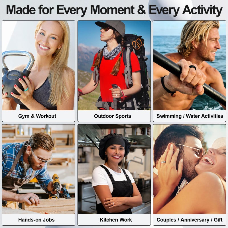 HOOPLE Womenâ€™s Silicone Band Rings, 2PCS, 5.5mm Wide 2.5mm Thick, Flexible Rubber Wedding Bands, Stackable Workout Rings for Active Lifestyle, Gym, Work & Daily Wear - Image 5