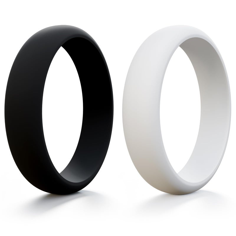 HOOPLE Womenâ€™s Silicone Band Rings, 2PCS, 5.5mm Wide 2.5mm Thick, Flexible Rubber Wedding Bands, Stackable Workout Rings for Active Lifestyle, Gym, Work & Daily Wear - Image 1
