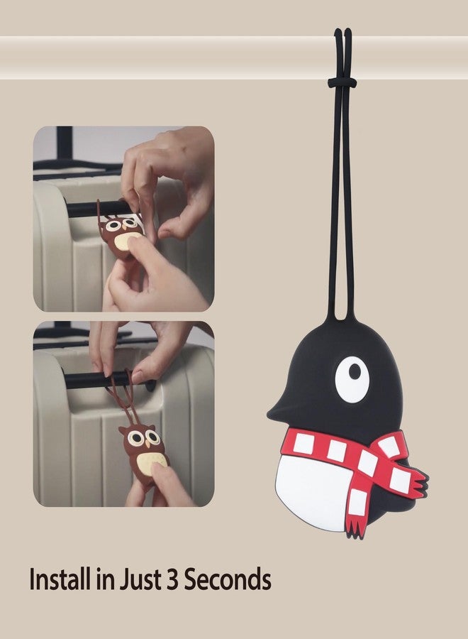 بون كوليكشون بطاقة تعريف أمتعة على شكل شخصية كرتونية من BONE مع بطاقة اسم مقاومة للماء وقابلة لإعادة الاستخدام، بطاقة سيليكون للحقائب وحقائب الظهر، بطاقة تعريف حيوان كرتوني لطيف للأطفال والكبار (باتي داك) - Image 4