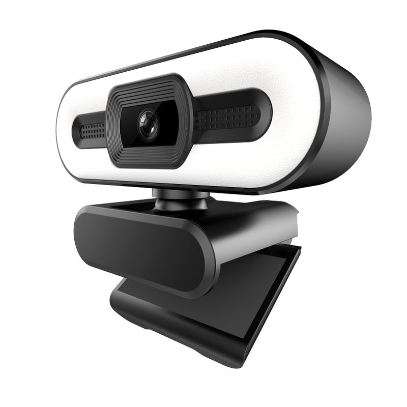 1080P Webcam Full HD Web Camera Built in Adjustable Ring Light Fixed Focus Optical Lens Microphone USB Computer Camera Plug and Play for PC Desktop Laptop Video Calling Conferencing Live Streaming - Image 1