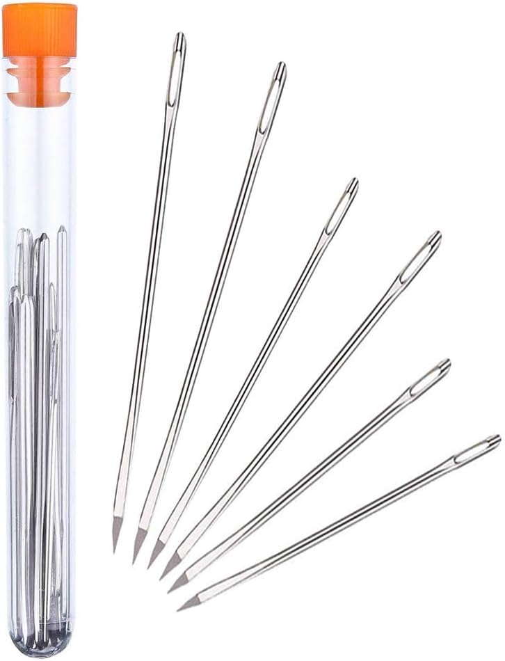 HEKISN Professional Large-Eye Leather Stitching Needle with 3 Different Sizes for Leather Projects with Storage Container (6 Pieces) - Image 1
