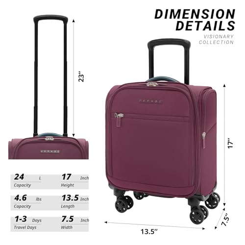 Verage Underseat Carry On Luggage with Wheels & USB Port,14 inch Wheeled Spinner Carry-on Luggages Bags for Airlines, Lightweight Overnight Suitcase for Men Women (14-Inch Compact Underseat Pro) - Image 2