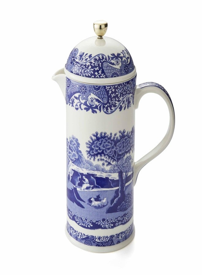Spode Blue Italian French Press | 28-Ounce Capacity | Espresso, Coffee, and Tea Maker | Porcelain Cafetiere | Stainless Steel Plunger | Dishwasher Safe (Blue/White) - Image 1