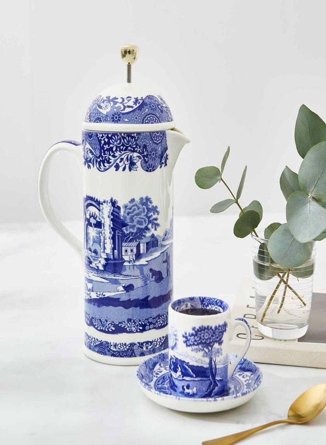 Spode Blue Italian French Press | 28-Ounce Capacity | Espresso, Coffee, and Tea Maker | Porcelain Cafetiere | Stainless Steel Plunger | Dishwasher Safe (Blue/White) - Image 2