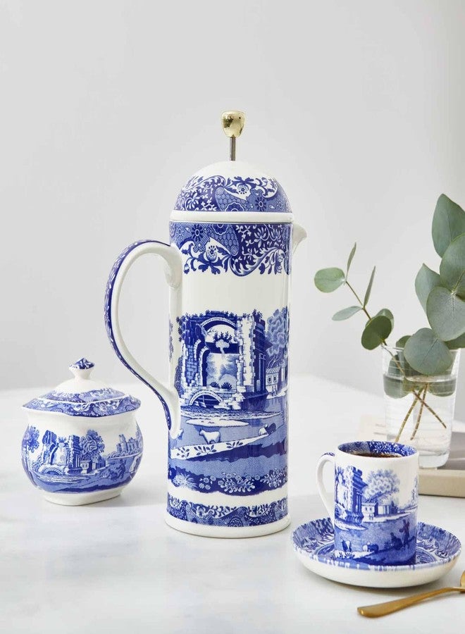 Spode Blue Italian French Press | 28-Ounce Capacity | Espresso, Coffee, and Tea Maker | Porcelain Cafetiere | Stainless Steel Plunger | Dishwasher Safe (Blue/White) - Image 3