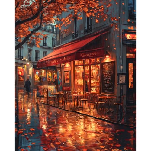 Banket Paint by Numbers Kit for Adults Beginner Landscape DIY Painting Kits for Adults City Easy Adult Paint by Number Kits on Canvas Color by Numbers for Gifts Home Wall Decor 16x20 Inch - Image 1