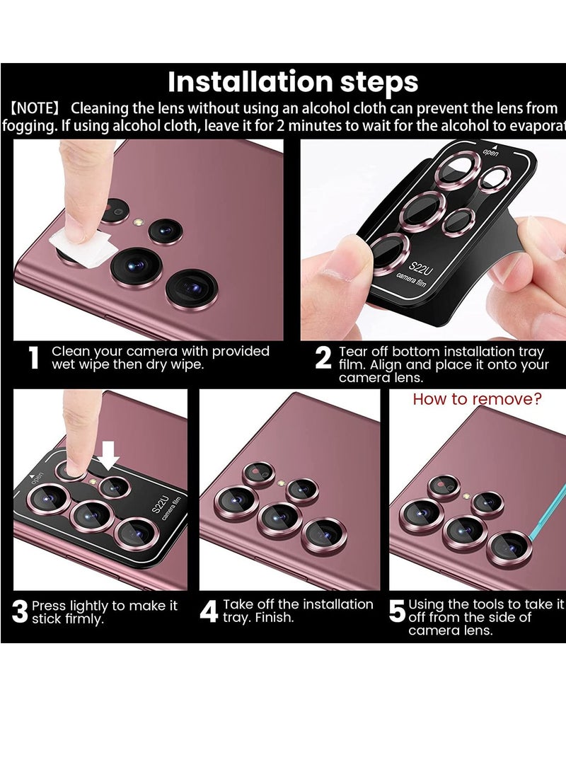 Phone Planet Camera Lens Tempered Glass Protector for Galaxy S22 Ultra, Aviation Aluminum Alloys Protection Cap Scratch Resistant Protector, Compatible with Galaxy S22 Ultra - Image 3