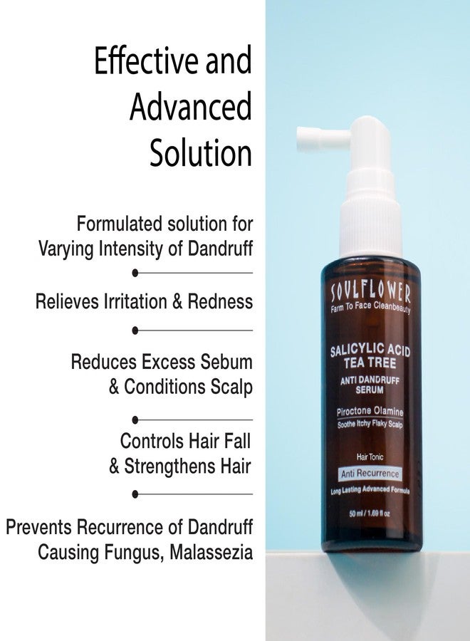 Soulflower Anti Dandruff Hair Serum with Piroctone Olamine, 2% Salicylic Acid & Rosemary Essential Oil for Hair Growth, Anti Hair Fall, Frizz Control Lotion for Men & Women for All Hair Types | 50ml - Image 2