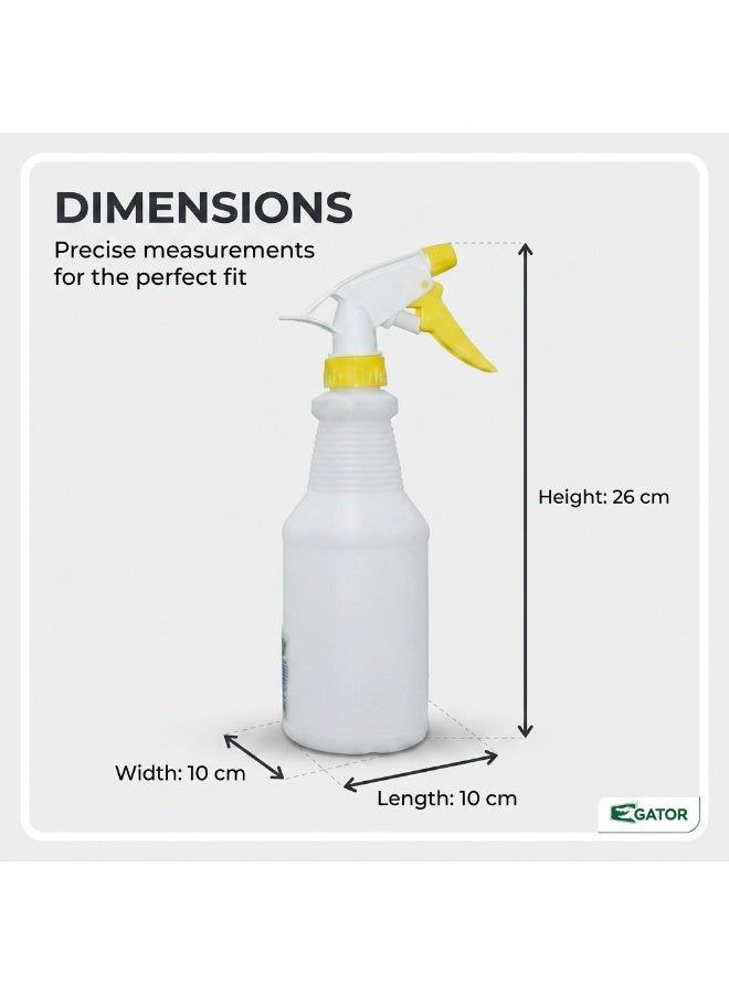 Gator Plastic Spray Bottle 600ml Yellow | Color-Coded Trigger Sprayer | Adjustable Nozzle | Chemical Resistant | Professional Kitchen & General Cleaning Bottle - Image 3