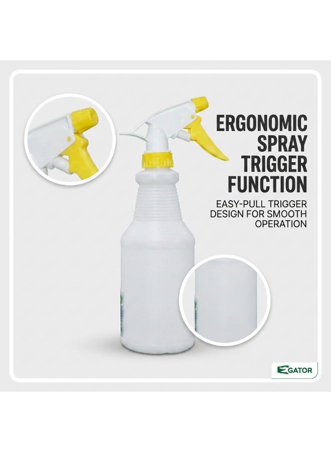 Gator Plastic Spray Bottle 600ml Yellow | Color-Coded Trigger Sprayer | Adjustable Nozzle | Chemical Resistant | Professional Kitchen & General Cleaning Bottle - Image 4