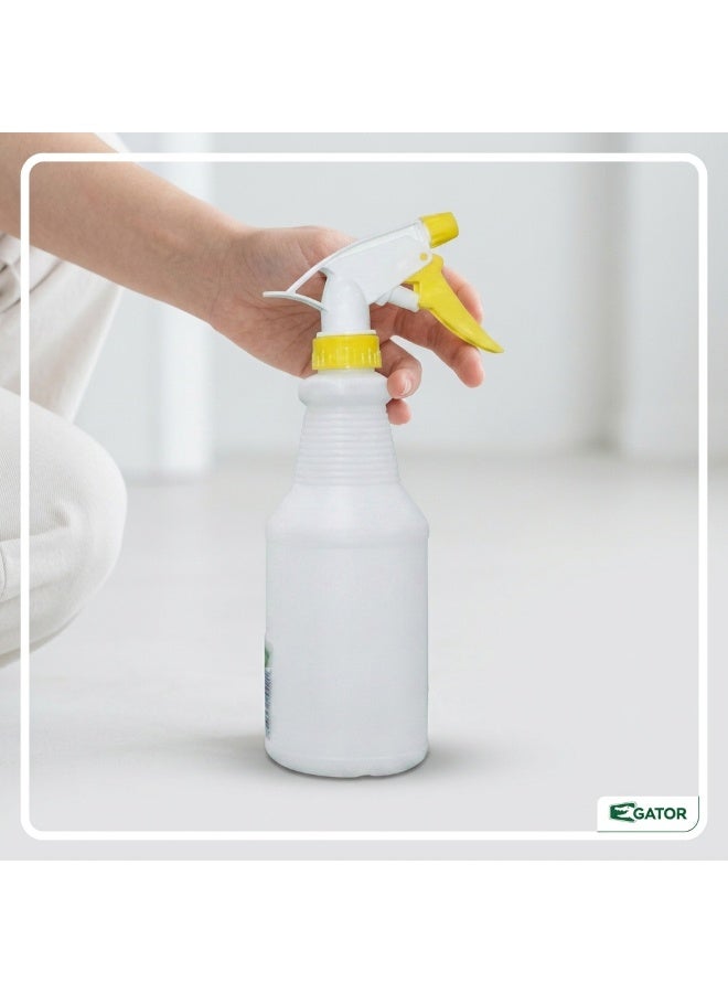 Gator Plastic Spray Bottle 600ml Yellow | Color-Coded Trigger Sprayer | Adjustable Nozzle | Chemical Resistant | Professional Kitchen & General Cleaning Bottle - Image 2