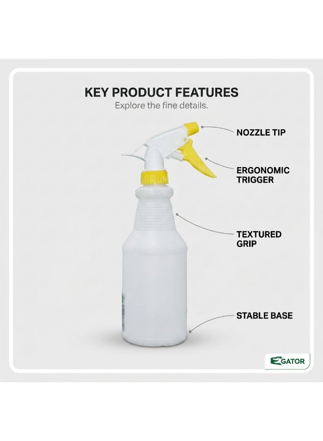 Gator Plastic Spray Bottle 600ml Yellow | Color-Coded Trigger Sprayer | Adjustable Nozzle | Chemical Resistant | Professional Kitchen & General Cleaning Bottle - Image 5
