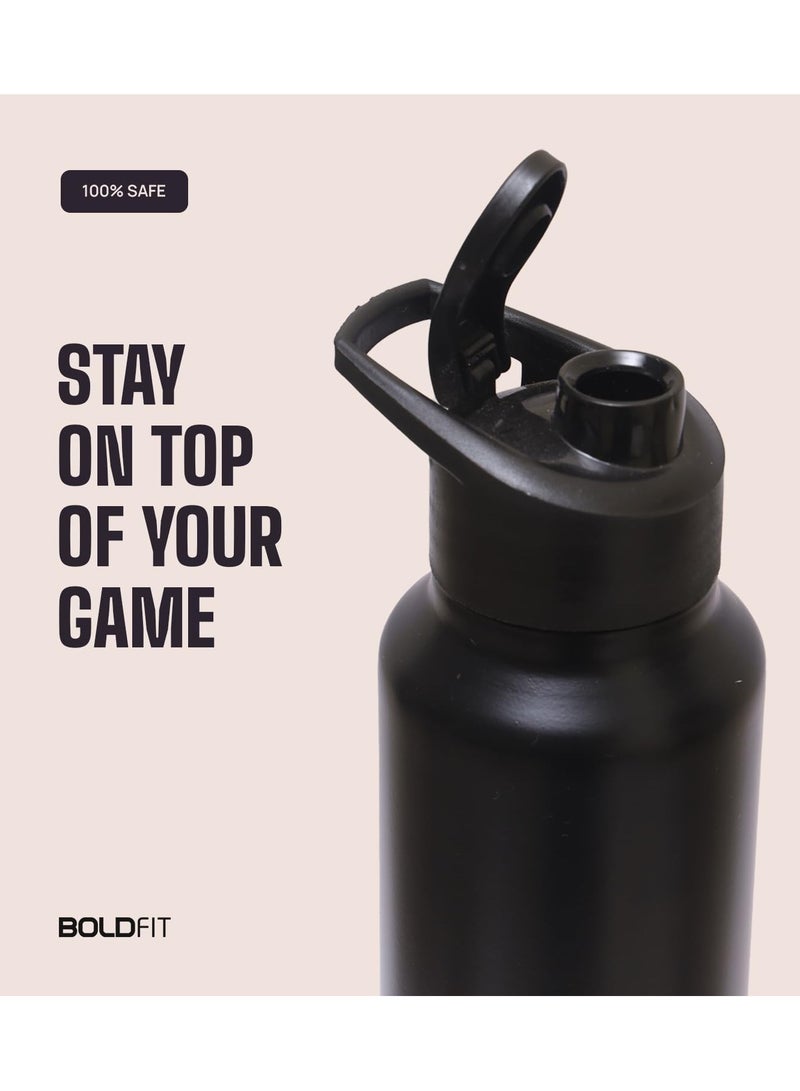 Boldfit Water Bottles Stainless Steel Water Bottle 1 Litre Steel Water Bottles for School Office Home Gym 1 Litre Water Bottle for Men Leakproof Rust free Steel Bottle -1000 ml Water Bottle Black - Image 3