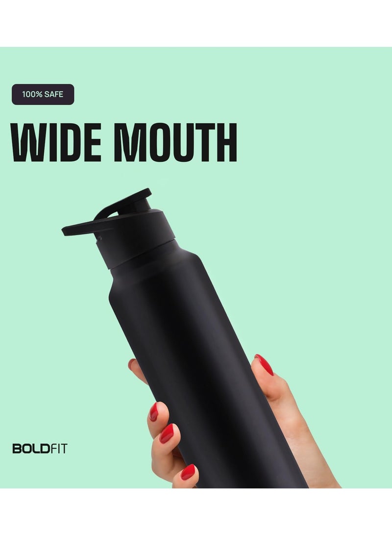 Boldfit Water Bottles Stainless Steel Water Bottle 1 Litre Steel Water Bottles for School Office Home Gym 1 Litre Water Bottle for Men Leakproof Rust free Steel Bottle -1000 ml Water Bottle Black - Image 2