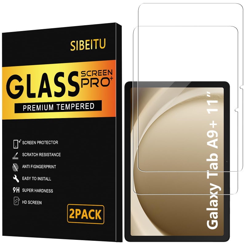 SIBEITU 2 Pack Screen Protector for Samsung Galaxy Tab A9 Plus 11 Inch 2023, HD 9H Hardness Tempered Glass Film for Galaxy Tab A9+ 5G (SM-X210/X216/X218), Anit Scratch & Case Friendly - Image 1