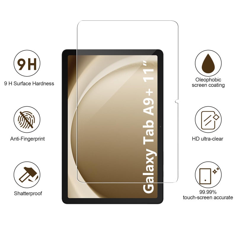 SIBEITU 2 Pack Screen Protector for Samsung Galaxy Tab A9 Plus 11 Inch 2023, HD 9H Hardness Tempered Glass Film for Galaxy Tab A9+ 5G (SM-X210/X216/X218), Anit Scratch & Case Friendly - Image 2