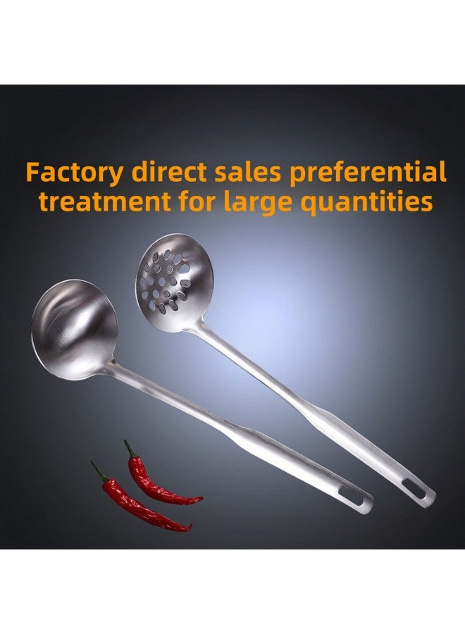 Stainless Steel Household Soup Spoon Thickened Soup Leak Tableware Spoon Hot Pot Shop Special Soup Leak Spoon Porridge Spoon Kitchen Spoon Soup Shell-Specifications:Stainless Steel 201 Soup Leakage Square Tail Handle  - Image 2