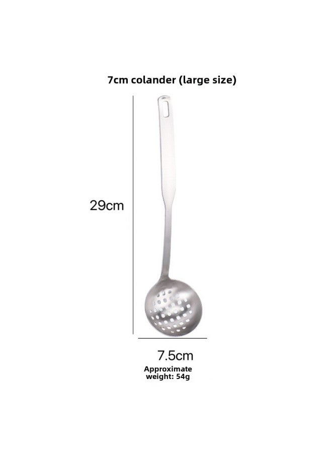 Stainless Steel Household Soup Spoon Thickened Soup Leak Tableware Spoon Hot Pot Shop Special Soup Leak Spoon Porridge Spoon Kitchen Spoon Soup Shell-Specifications:Stainless Steel 201 Soup Leakage Square Tail Handle  - Image 1