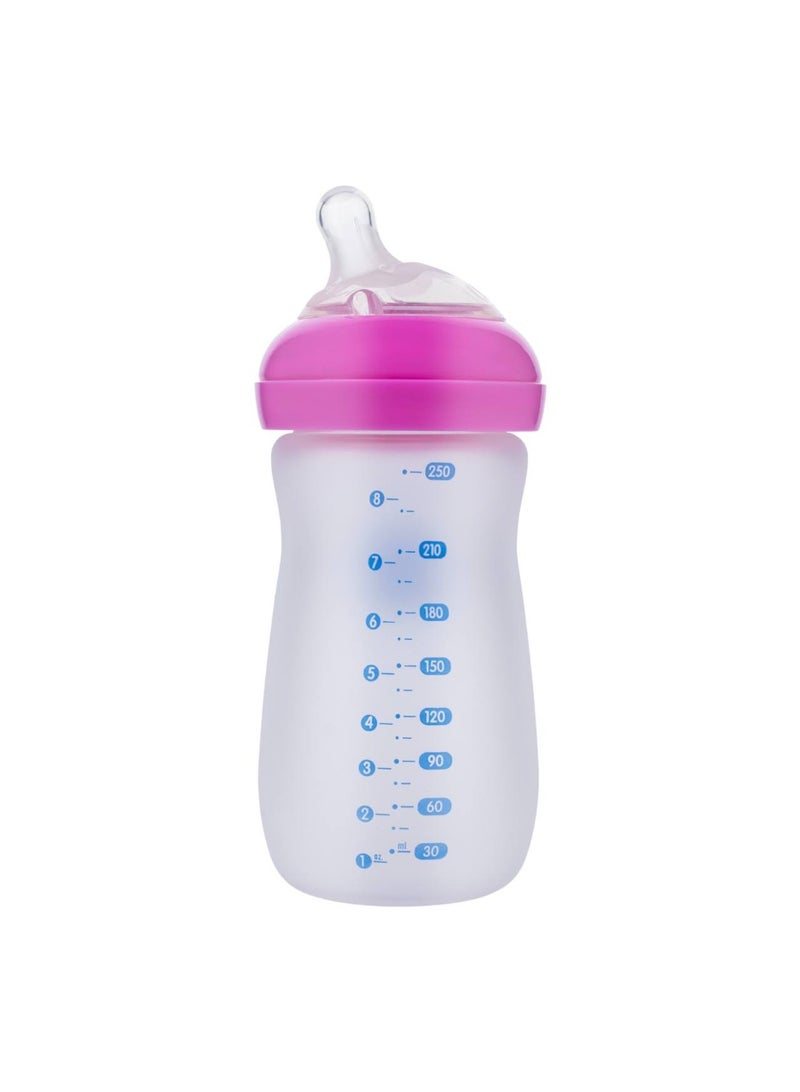 Bubbles Glass Baby Feeding Bottle 280ml with Tilted Silicone Nipple, Anti-Colic Design, BPA-Free, Easy Grip, Safe Glass Bottle for Newborns and Infants (Pink) - Image 4