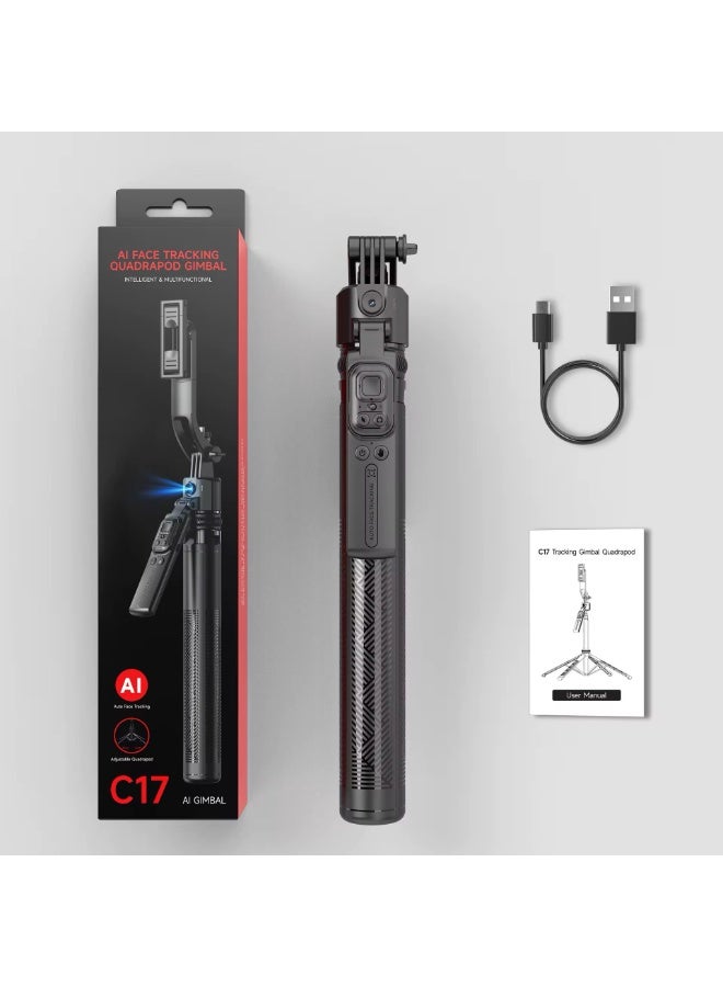 C17 AI Face Tracking Quadrapod Gimbal With 360-Degree Rotation and 1.63m Adjustable Height - Image 1