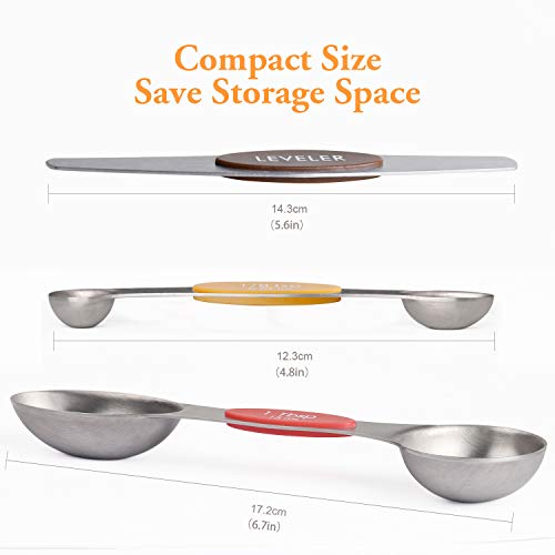YellRin Magnetic Measuring Spoons Set of 8 Stainless Steel Dual Sided Stackable Measuring Spoons Nesting Teaspoons Tablespoons for Measuring Dry and Liquid Ingredients - Image 2
