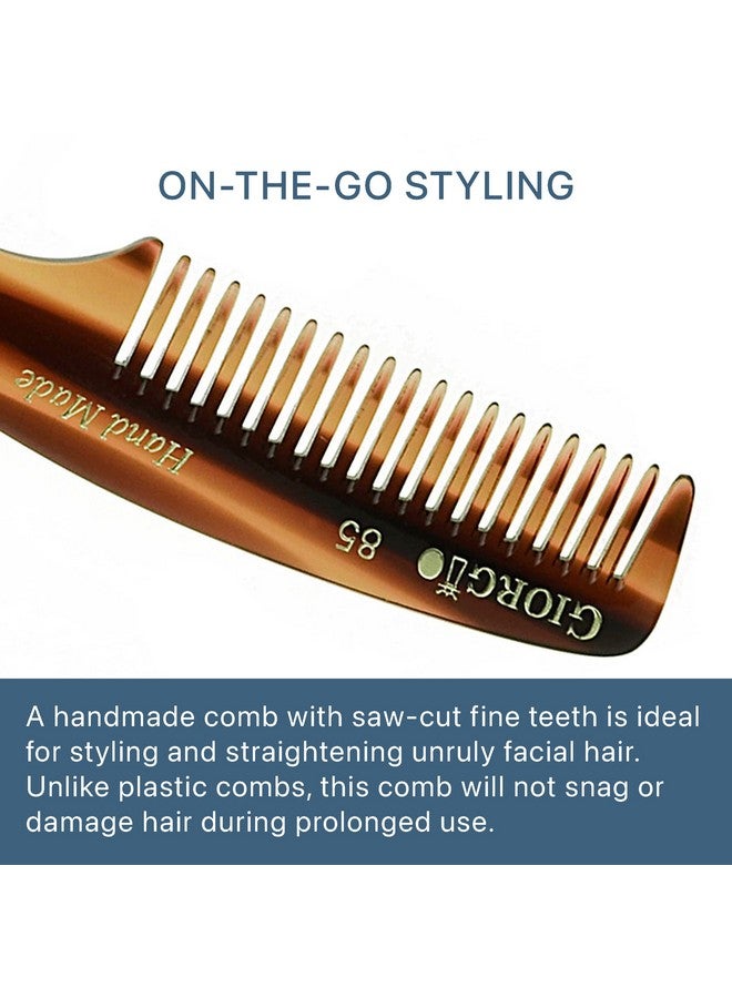 Giorgio G85 Travel Size Mustache And Beard Comb For Men - Small Fine Tooth Pocket Comb For Everyday Hair Care - Sawcut And Hand Polished Pocket Comb And Styling Comb - Handmade Tortoiseshell Comb - Image 3
