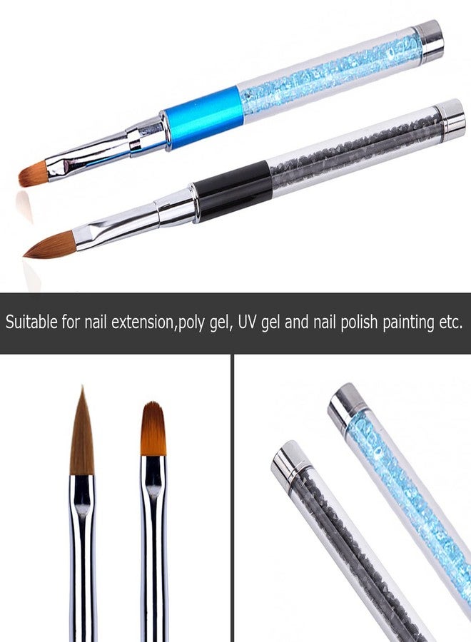 SILPECWEE 2Pcs Acrylic Nail Brush, Oval Nail Art Brushes Nail Clean Up Brushes Nail Design Tools Nail Painting Kit Manicure Remover Polish Brush - Image 4