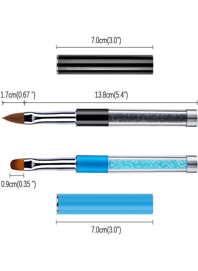 SILPECWEE 2Pcs Acrylic Nail Brush, Oval Nail Art Brushes Nail Clean Up Brushes Nail Design Tools Nail Painting Kit Manicure Remover Polish Brush - Image 5